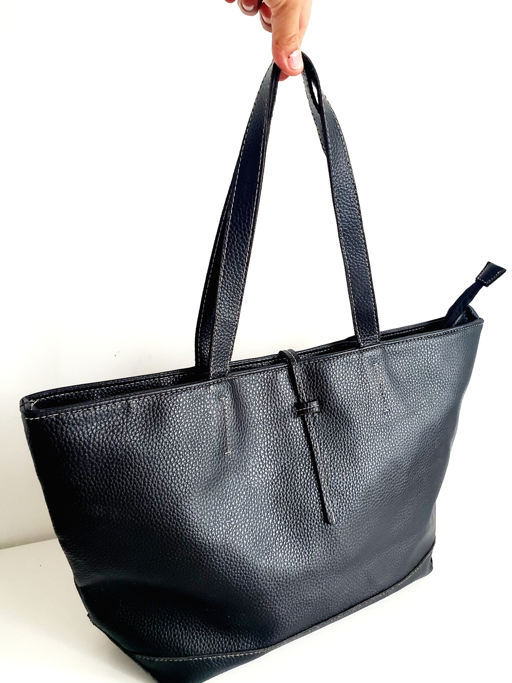 Jessica Black Pebbled Vegan Leather Tote Bag